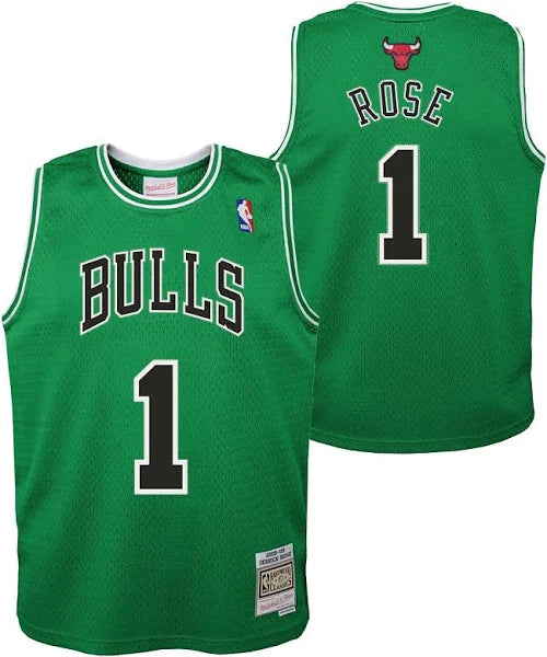 Chicago Bulls Derrick Rose Kids Mitchell & Ness 08-09 green alternate