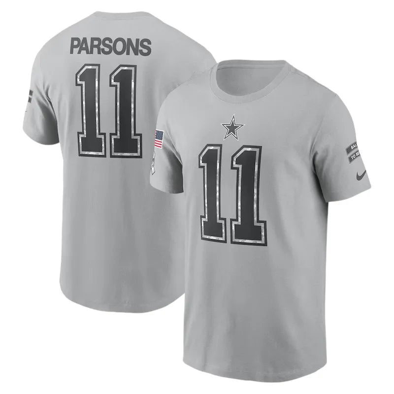 Dallas Cowboys Micah Parsons Nike Gray 2024 Salute To Service Name & Number T-Shirt