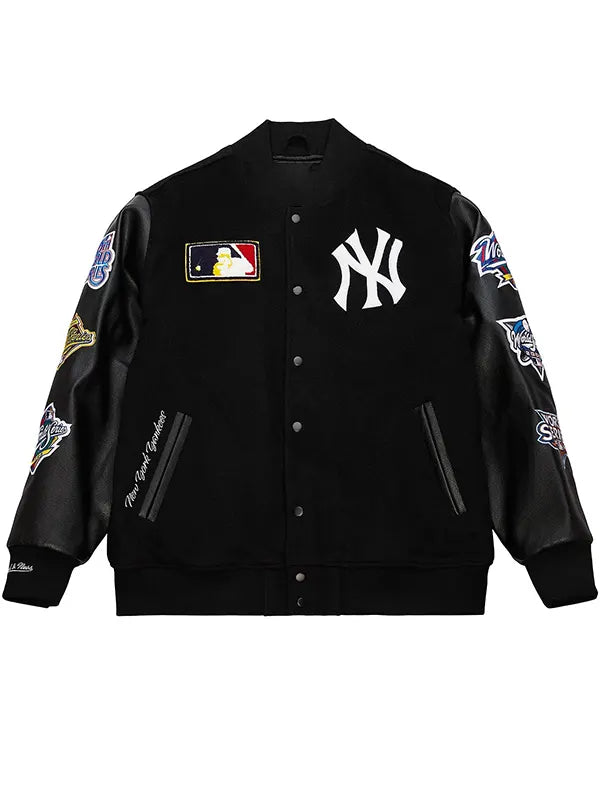 New York Yankees Mitchell & Ness Blackout Collection Vintage Logo Full-Snap Varsity Jacket - Black