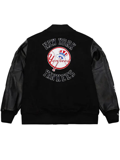 New York Yankees Mitchell & Ness Blackout Collection Vintage Logo Full-Snap Varsity Jacket - Black