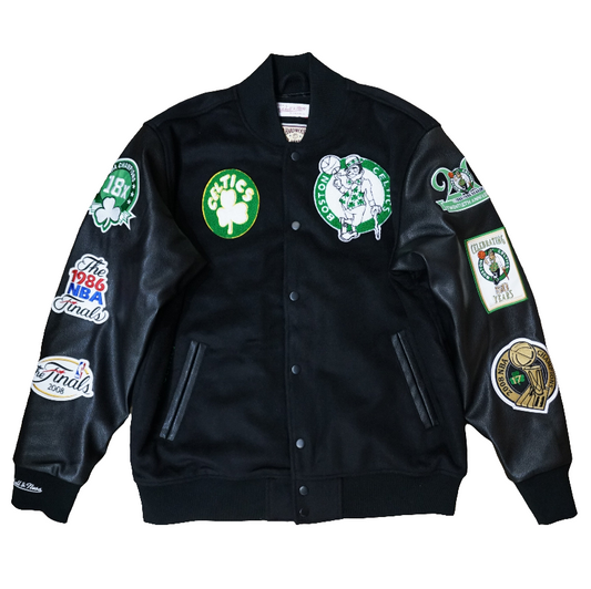 Boston Celtics Mitchell & Ness blackout varsity jacket