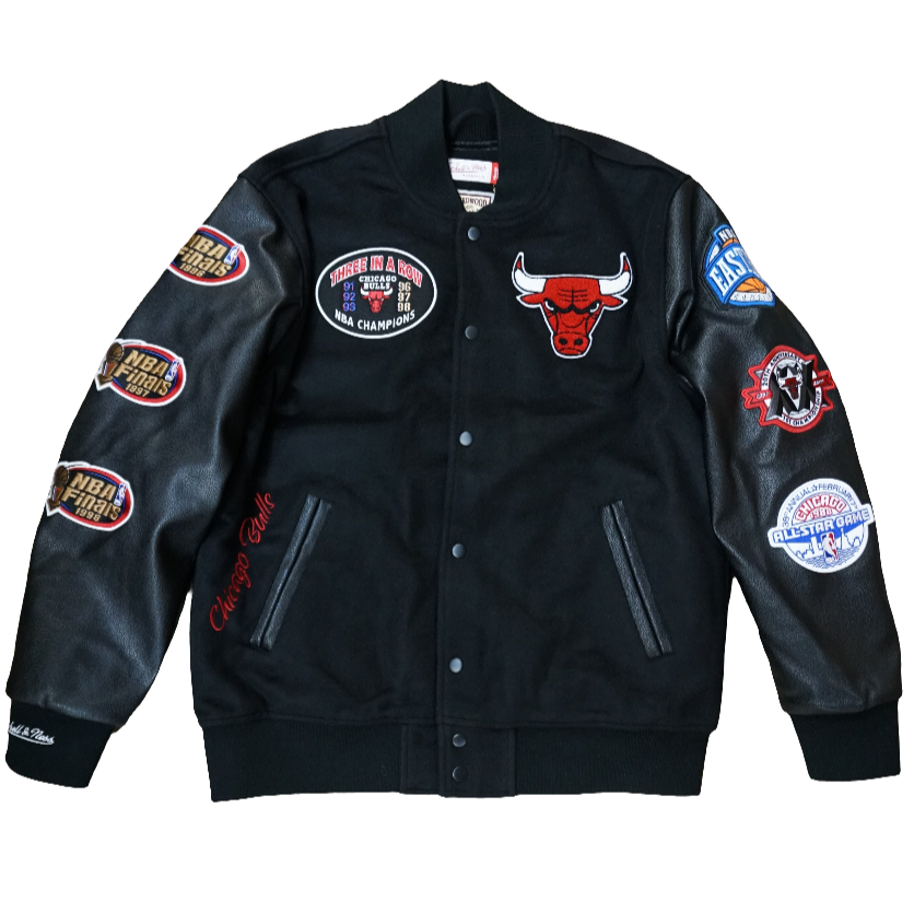 Chicago Bulls Mitchell & Ness blackout varsity jacket