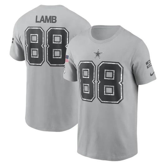 Dallas Cowboys CeeDee Lamb Nike Gray 2024 Salute To Service Name & Number T-Shirt