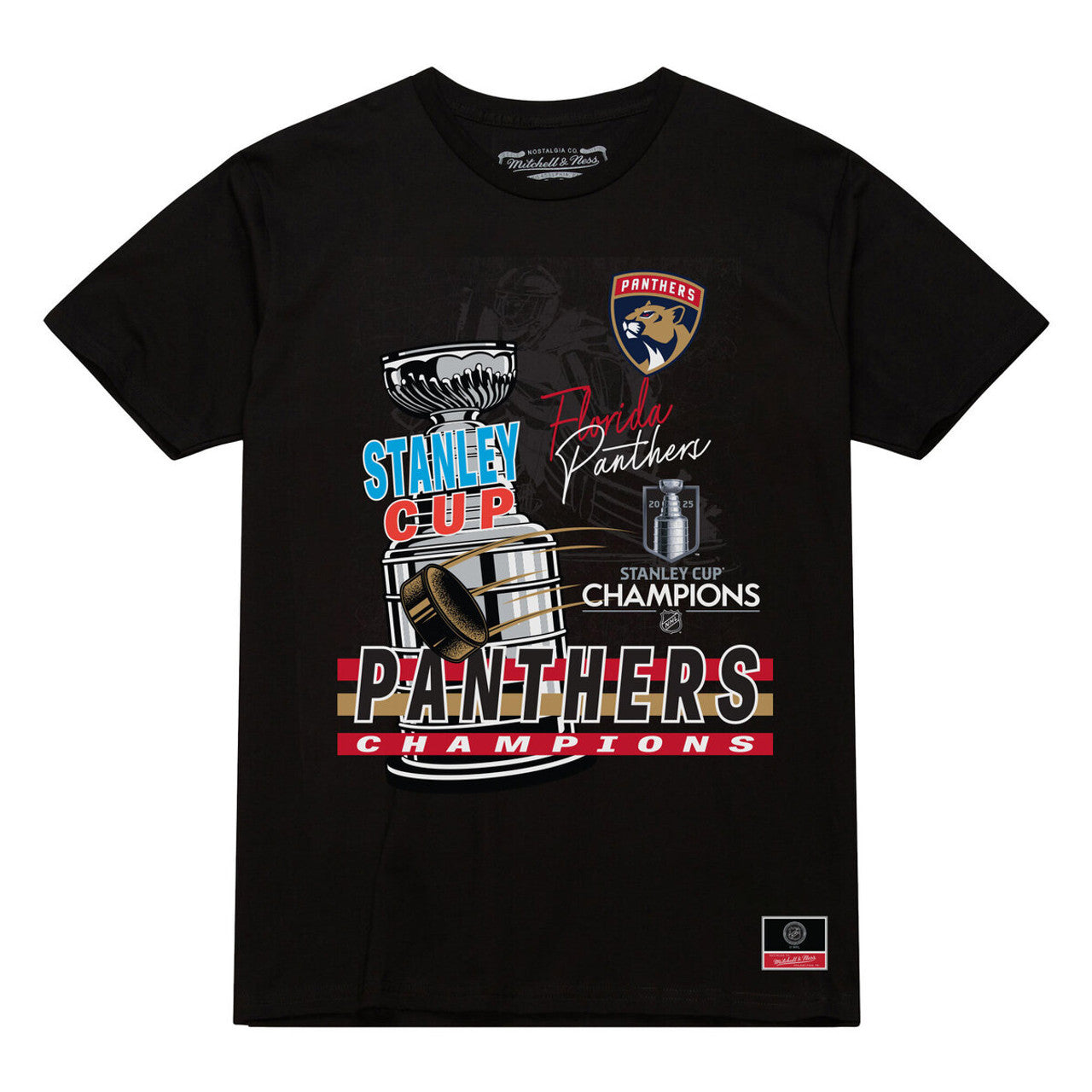 Florida Panthers 2025 Stanley Cup Champions Raise the Cup Mitchell & Ness T-Shirt