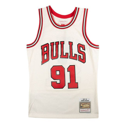 Chicago Bulls Womens Dennis Rodman Cream Mitchell & Ness Swingman jersey