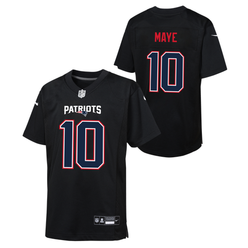 New England Patriots Kids Drake Maye Nike Carbon jersey