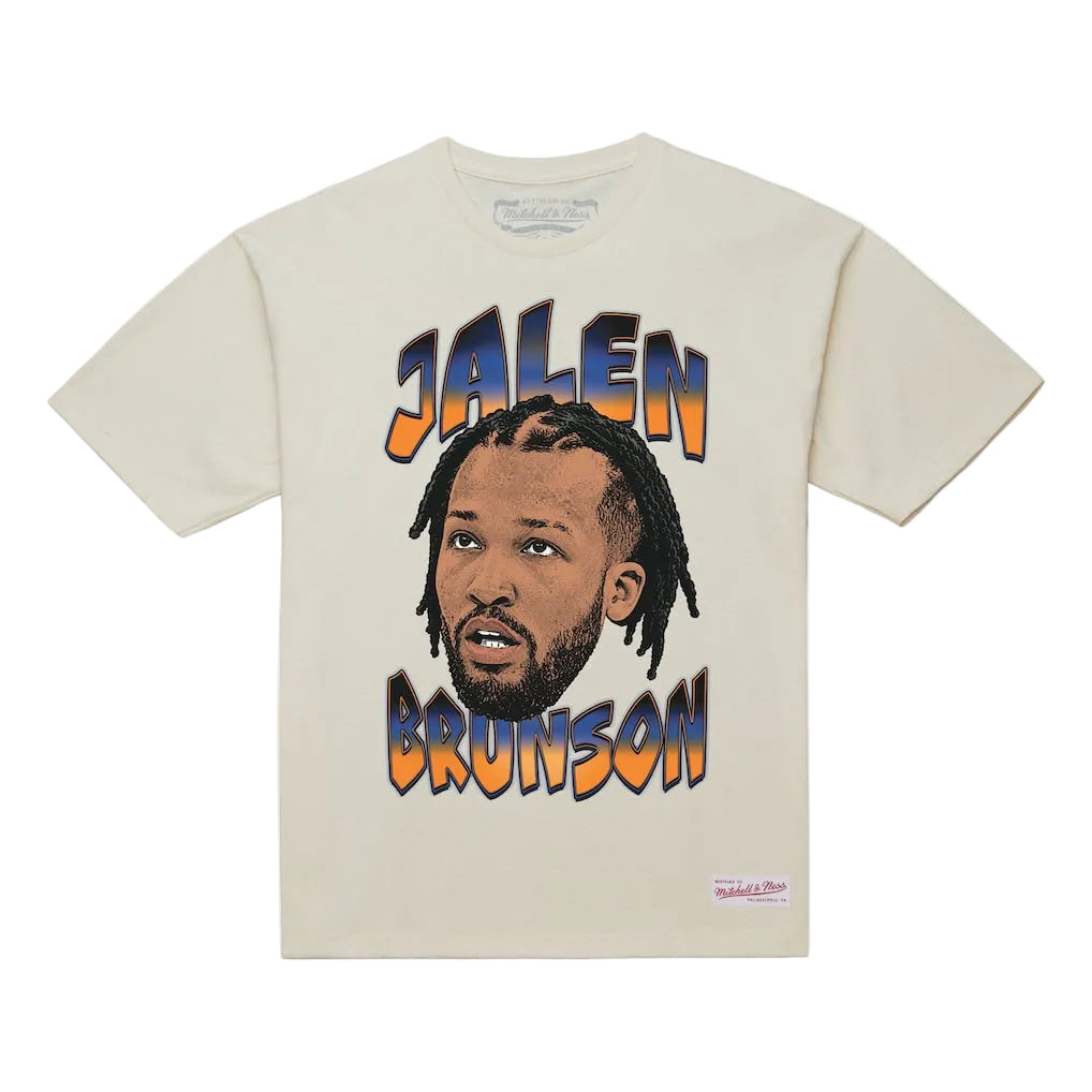 New York Knicks Jalen Brunson Big Face Mitchell & Ness shirt- Cream
