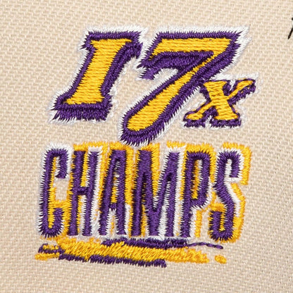 Los Angeles Lakers Mitchell & Ness Cream/Purple 17x NBA Champions Soul Legacy Defined Snapback Hat