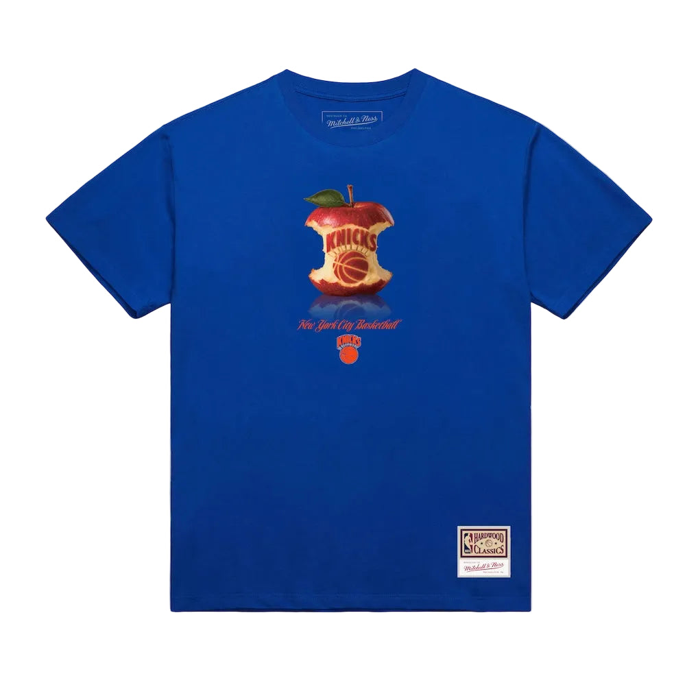 New York Knicks Mitchell & Ness Hardwood Classic Apple Core shirt- Blue