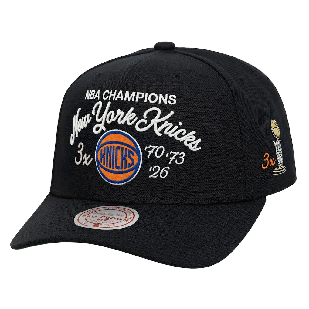 New York Knicks Three-Time NBA Finals Champions Script Pro Snapback Hat