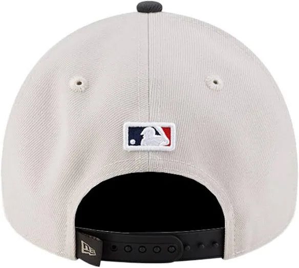 Los Angeles Dodgers New Era Cream/Charcoal 2025 World Series Champions Locker Room A-Frame 9FORTY Adjustable Hat